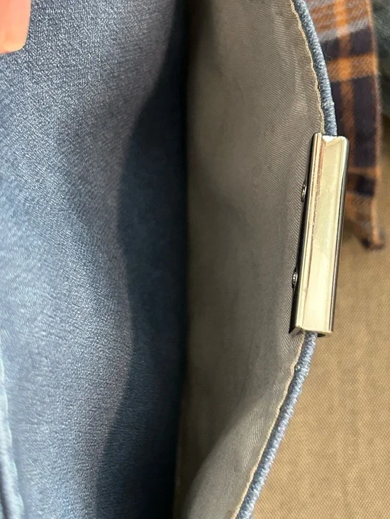 Women's Navy Crossbody Bag with Front Pocket and Chain Strap - Picture 9 of 16